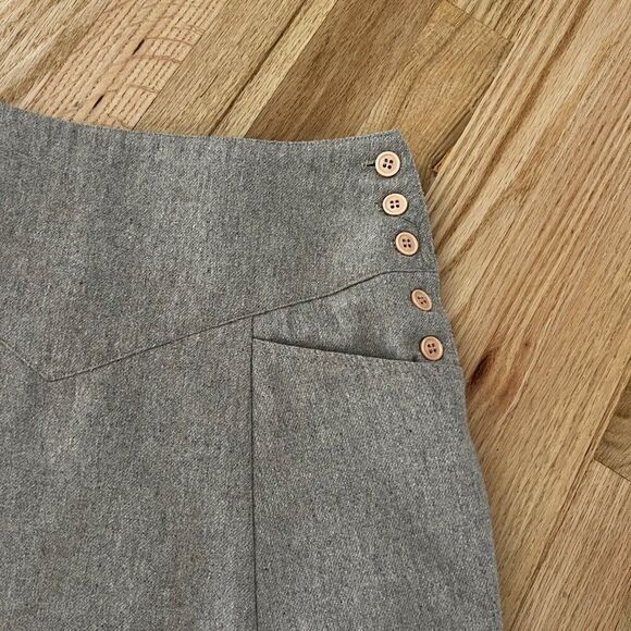 vtg 80s wool‎ midi skirt flared retro rodeo western beige neutral minimalist 9 - Picture 5 of 8